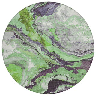 Piper Looms Chantille Abstract ACN1908 Green Machine Washable Area Rug Round Main Image