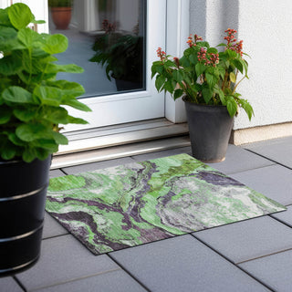 Piper Looms Chantille Abstract ACN1908 Green Machine Washable Area Rug Scatter Outdoor Lifestyle Image Feature