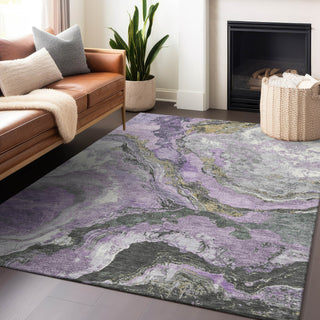 Piper Looms Chantille Abstract ACN1908 Lavender Machine Washable Area Rug Lifestyle Image Feature