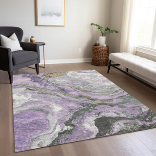 Piper Looms Chantille Abstract ACN1908 Lavender Machine Washable Area Rug Lifestyle Image Feature
