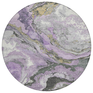 Piper Looms Chantille Abstract ACN1908 Lavender Machine Washable Area Rug Round Main Image