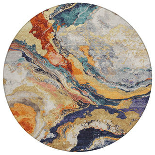 Piper Looms Chantille Abstract ACN1908 Linen Machine Washable Area Rug Round Main Image