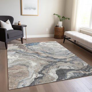 Piper Looms Chantille Abstract ACN1908 Taupe Machine Washable Area Rug Lifestyle Image Feature