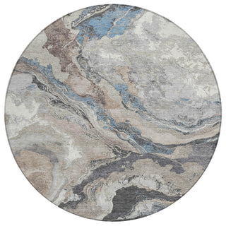 Piper Looms Chantille Abstract ACN1908 Taupe Machine Washable Area Rug Round Main Image
