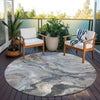 Piper Looms Chantille Abstract ACN1908 Taupe Machine Washable Area Rug Round Outdoor Lifestyle Image Feature