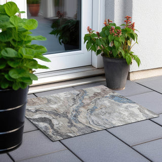 Piper Looms Chantille Abstract ACN1908 Taupe Machine Washable Area Rug Scatter Outdoor Lifestyle Image Feature