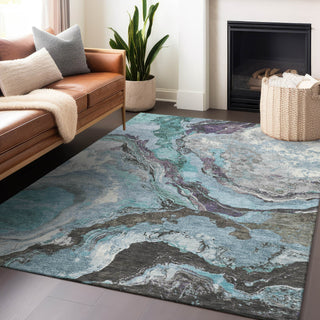Piper Looms Chantille Abstract ACN1908 Teal Machine Washable Area Rug Lifestyle Image Feature