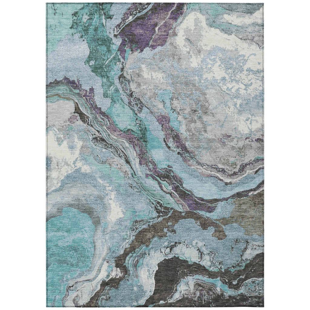 Piper Looms Chantille Abstract ACN1908 Teal Machine Washable Area Rug main image