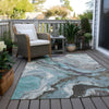 Piper Looms Chantille Abstract ACN1908 Teal Machine Washable Area Rug Outdoor Lifestyle Image Feature