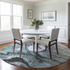 Piper Looms Chantille Abstract ACN1908 Teal Machine Washable Area Rug Round Lifestyle Image Feature