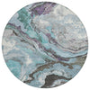 Piper Looms Chantille Abstract ACN1908 Teal Machine Washable Area Rug Round Main Image