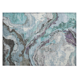 Piper Looms Chantille Abstract ACN1908 Teal Machine Washable Area Rug Scatter Main Image
