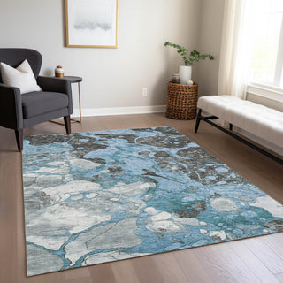 Piper Looms Chantille Abstract ACN1909 Blue Machine Washable Area Rug Lifestyle Image Feature