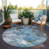 Piper Looms Chantille Abstract ACN1909 Blue Machine Washable Area Rug Round Outdoor Lifestyle Image Feature