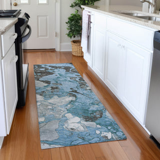 Piper Looms Chantille Abstract ACN1909 Blue Machine Washable Area Rug Runner Lifestyle Image Feature