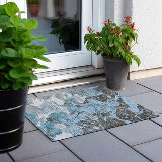 Piper Looms Chantille Abstract ACN1909 Blue Machine Washable Area Rug Scatter Outdoor Lifestyle Image Feature