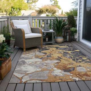 Piper Looms Chantille Abstract ACN1909 Gold Machine Washable Area Rug Outdoor Lifestyle Image Feature