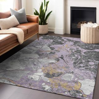 Piper Looms Chantille Abstract ACN1909 Lavender Machine Washable Area Rug Lifestyle Image Feature