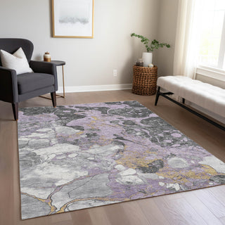 Piper Looms Chantille Abstract ACN1909 Lavender Machine Washable Area Rug Lifestyle Image Feature