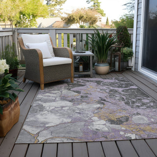 Piper Looms Chantille Abstract ACN1909 Lavender Machine Washable Area Rug Outdoor Lifestyle Image Feature