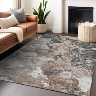 Piper Looms Chantille Abstract ACN1909 Mocha Machine Washable Area Rug Lifestyle Image Feature