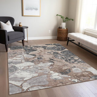 Piper Looms Chantille Abstract ACN1909 Mocha Machine Washable Area Rug Lifestyle Image Feature