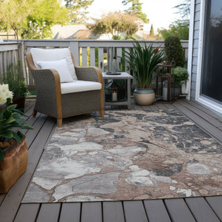 Piper Looms Chantille Abstract ACN1909 Mocha Machine Washable Area Rug Outdoor Lifestyle Image Feature
