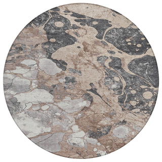 Piper Looms Chantille Abstract ACN1909 Mocha Machine Washable Area Rug Round Main Image