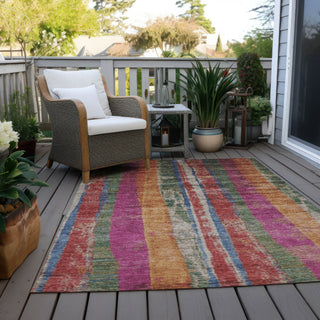 Piper Looms Chantille Stripes ACN1910 Putty Machine Washable Area Rug Outdoor Lifestyle Image Feature