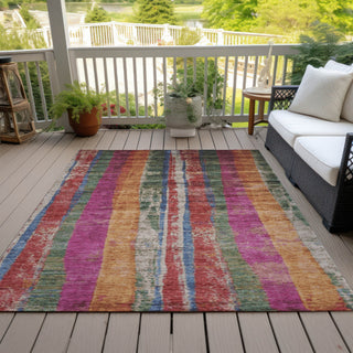 Piper Looms Chantille Stripes ACN1910 Putty Machine Washable Area Rug Outdoor Lifestyle Image Feature