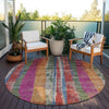 Piper Looms Chantille Stripes ACN1910 Putty Machine Washable Area Rug Round Outdoor Lifestyle Image Feature