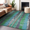 Piper Looms Chantille Stripes ACN1910 Teal Machine Washable Area Rug Lifestyle Image Feature