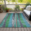 Piper Looms Chantille Stripes ACN1910 Teal Machine Washable Area Rug Outdoor Lifestyle Image Feature