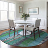 Piper Looms Chantille Stripes ACN1910 Teal Machine Washable Area Rug Round Lifestyle Image Feature