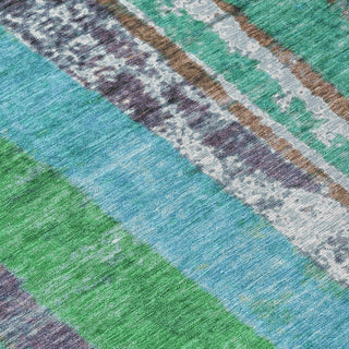 Piper Looms Chantille Stripes ACN1910 Teal Machine Washable Area Rug Swatch Image