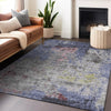 Piper Looms Chantille Abstract ACN1911 Blue Machine Washable Area Rug Lifestyle Image Feature