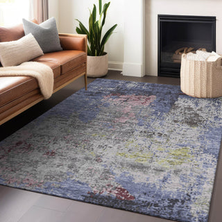 Piper Looms Chantille Abstract ACN1911 Blue Machine Washable Area Rug Lifestyle Image Feature