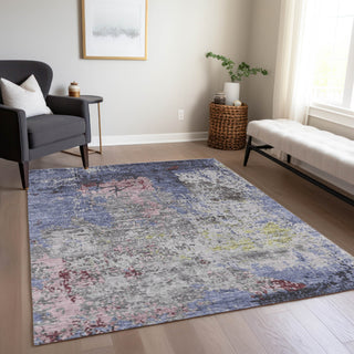 Piper Looms Chantille Abstract ACN1911 Blue Machine Washable Area Rug Lifestyle Image Feature