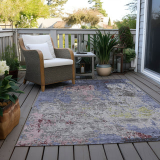 Piper Looms Chantille Abstract ACN1911 Blue Machine Washable Area Rug Outdoor Lifestyle Image Feature