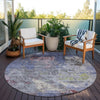 Piper Looms Chantille Abstract ACN1911 Blue Machine Washable Area Rug Round Outdoor Lifestyle Image Feature