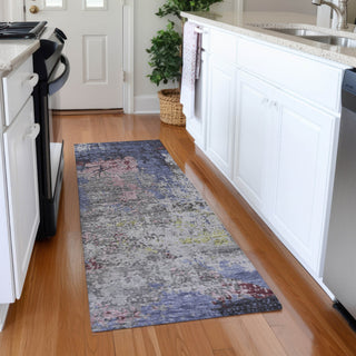 Piper Looms Chantille Abstract ACN1911 Blue Machine Washable Area Rug Runner Lifestyle Image Feature