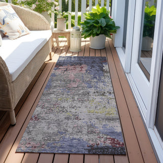 Piper Looms Chantille Abstract ACN1911 Blue Machine Washable Area Rug Runner Outdoor Lifestyle Image Feature