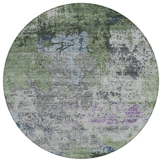 Piper Looms Chantille Abstract ACN1911 Fern Machine Washable Area Rug Round Main Image