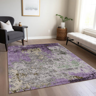 Piper Looms Chantille Abstract ACN1911 Lavender Machine Washable Area Rug Lifestyle Image Feature