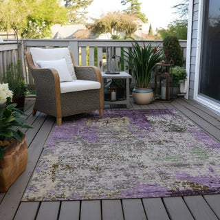 Piper Looms Chantille Abstract ACN1911 Lavender Machine Washable Area Rug Outdoor Lifestyle Image Feature