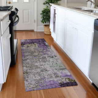 Piper Looms Chantille Abstract ACN1911 Lavender Machine Washable Area Rug Runner Lifestyle Image Feature