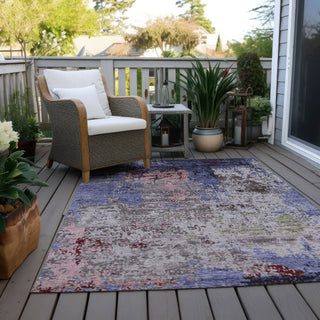 Piper Looms Chantille Abstract ACN1911 Plum Machine Washable Area Rug Outdoor Lifestyle Image Feature
