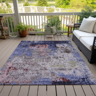 Piper Looms Chantille Abstract ACN1911 Plum Machine Washable Area Rug Outdoor Lifestyle Image Feature