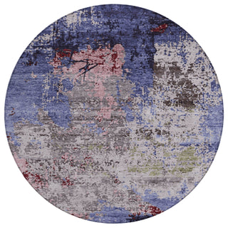 Piper Looms Chantille Abstract ACN1911 Plum Machine Washable Area Rug Round Main Image