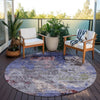 Piper Looms Chantille Abstract ACN1911 Plum Machine Washable Area Rug Round Outdoor Lifestyle Image Feature